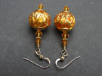 Topaz & Gold 14mm "Paint Drip" Venetian Bead Earrings
